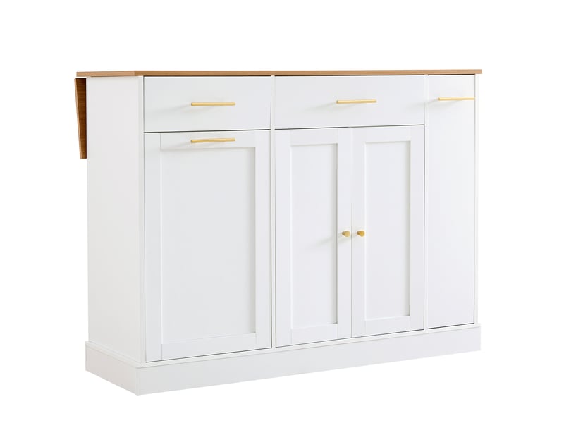  Îlot de cuisine 120x70x91,5 cm blanc et naturel avec plateau rabattable  - Conforama A