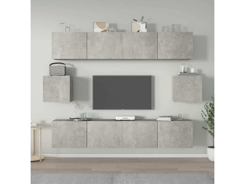  Ensemble de meubles tv 6 pcs gris béton bois d'ingénierie shl99867  - Conforama B