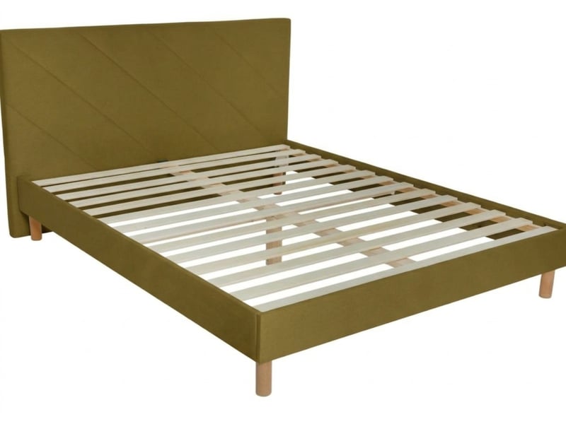  Bobochic lit helena tissu velours lisse avec lattes massives vert 160x200 HELENA - Conforama A