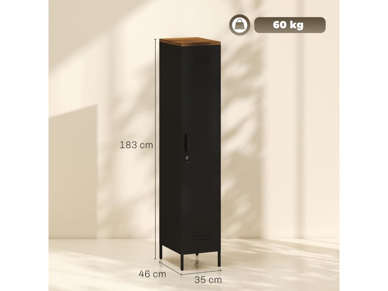  Armoire de chambre - armoire métallique, style industriel, avec étagères réglables pour chambre, garage et bureau, noire  - Conforama D