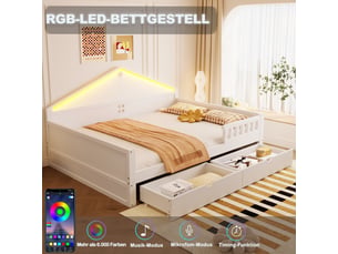 Lit avec rangement 140x200 cm <strong>OSUPNESSEE</strong>  <strong></strong> coloris blanc