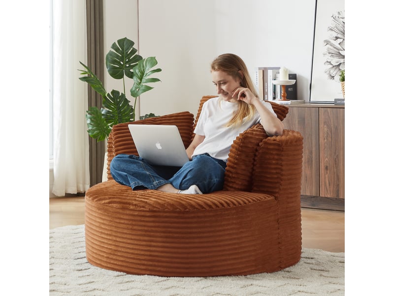  Fauteuil de salon, fauteuil lounge; en velours tricoté, style cloud, assise profonde  - Conforama D
