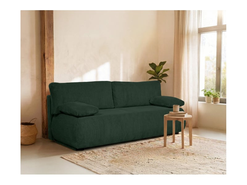 Canapé droit veluto convertible avec coffre en velours côtelé - vert foncé VELUTO - Conforama B