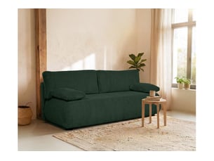 Canapé droit convertible LOUNGITUDE VELUTO 3 places Velours côtelé vert avec coffre de rangement
