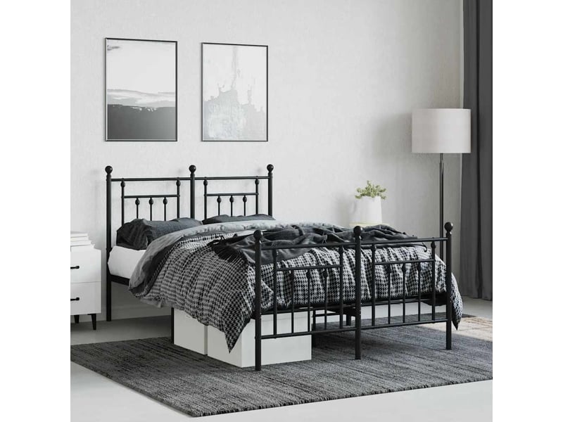  Lit double- lit adulte -  cadre de lit métal sans matelas avec pied de lit noir 120x200cm  - Conforama C