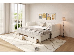 Lit banquette 90x190 cm <strong>RAUMIO</strong>  <strong></strong> coloris beige