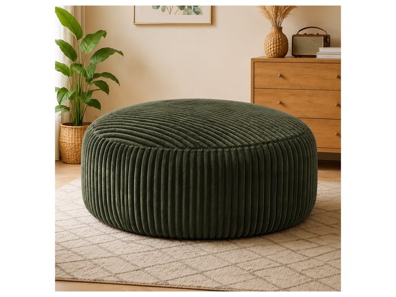  Fauteuil simple - 143x55cm - fauteuil pouf géant poire en mousse mémoire et tissu corduroy doux - vert  - Conforama B