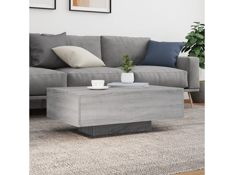  Table basse - table de salon - table à thé avec lumières led sonoma gris 85x55x31 cm  - Conforama D