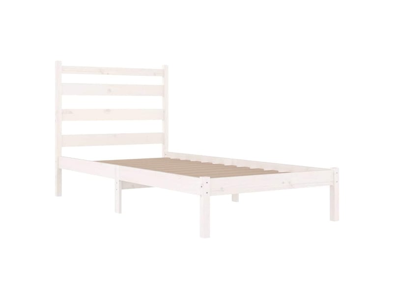  Lit simple- lit adulte -  cadre de lit sans matelas blanc bois massif 100x200 cm  - Conforama C