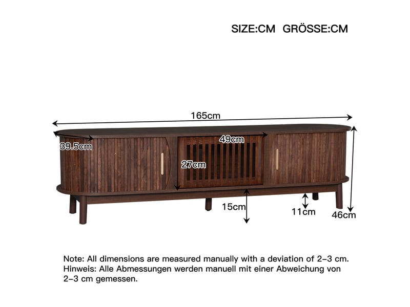 Meuble tv 170x40x50, design industriel avec portes coulissantes et rangement meuble tv industriel - Conforama C