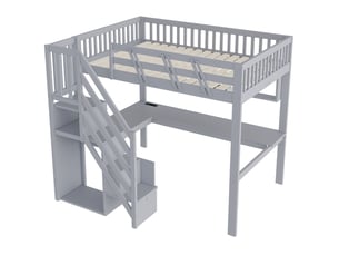 Lit mezzanine 140x200 cm    coloris gris