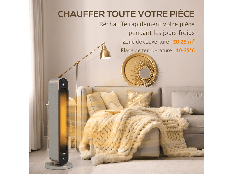  Chauffage soufflant oscillant 2200w mini radiateur céramique ptc avec télécommande  - Conforama B