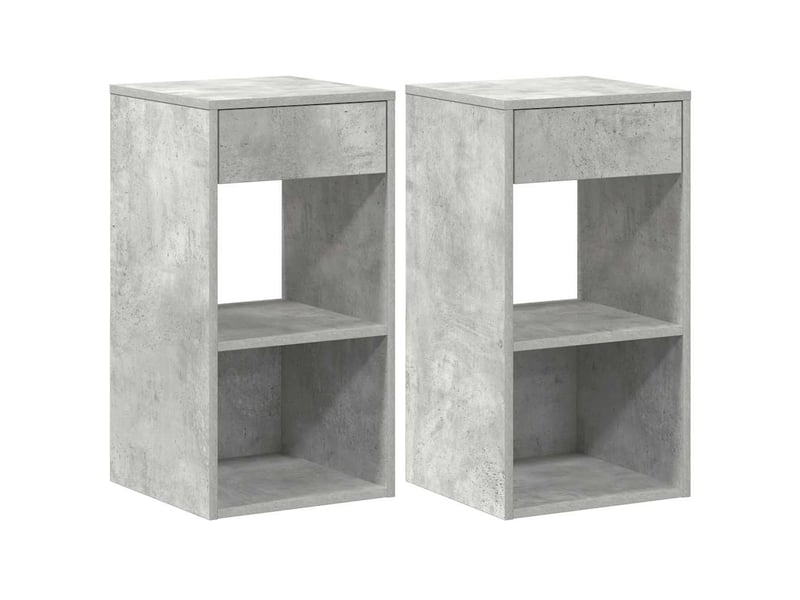  Lot de 2 tables de chevet - cabinet de chevet - table de nuit avec tiroir gris béton 35x34x66,5 cm  - Conforama A