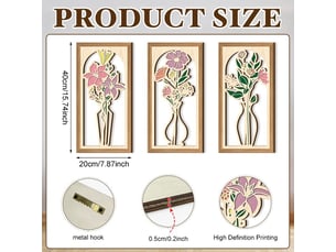 Ensemble de 3 tableaux abstraits bohèmes – décoration murale – décoration murale en bois (20 x 40 cm, environ 0,5 cm d'épaisseur)