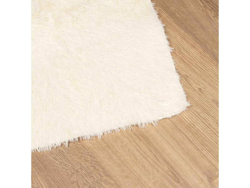  Tapis shaggy à poils longs navarra crème 120x120cm polyester - comfortxl 4102863 - Conforama D