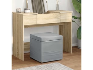 Tabouret bas, ottoman gris clair 41x41x40 cm tissu et bois stratifié