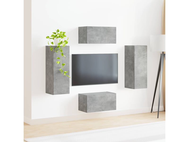  Ensemble meuble tv - banc tv - meuble de rangement 2 pcs gris béton bois d'ingénierie  - Conforama D