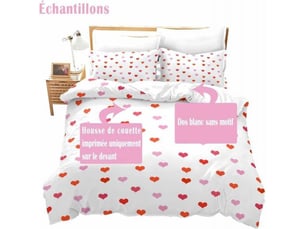 Housse de couette - 140x200 cm - imprimé fleurs roses - microfibre - parure lit avec taies oreillers - 1 piece