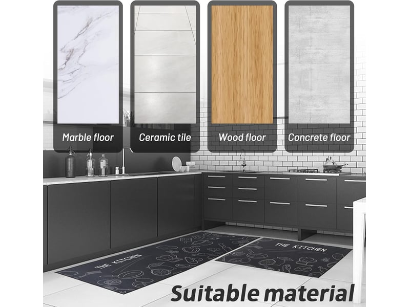  2 pièces tapis de cuisine antidérapant, tapis de cuisine lavable, pour couloir, salle à manger, entrée et tapis de porte, 40x60 + 40x160 cm  - Conforama D