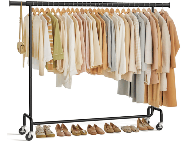  Portant à vêtements extensible avec roulettes capacité 110 kg 45 x 160 x 162,9 cm en métal noir mat 12_0012117  - Conforama A