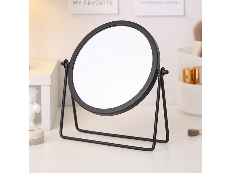  Miroir, miroir de maquillage, miroir sur pied, miroir de table, rond, rotation à 360°, design de cadre (noir)  - Conforama B