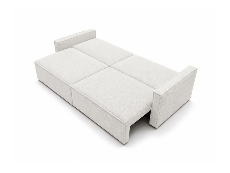 Farah - canapé droit 3 places convertible accoudoirs slim en tissu bouclettes texturées - Conforama C