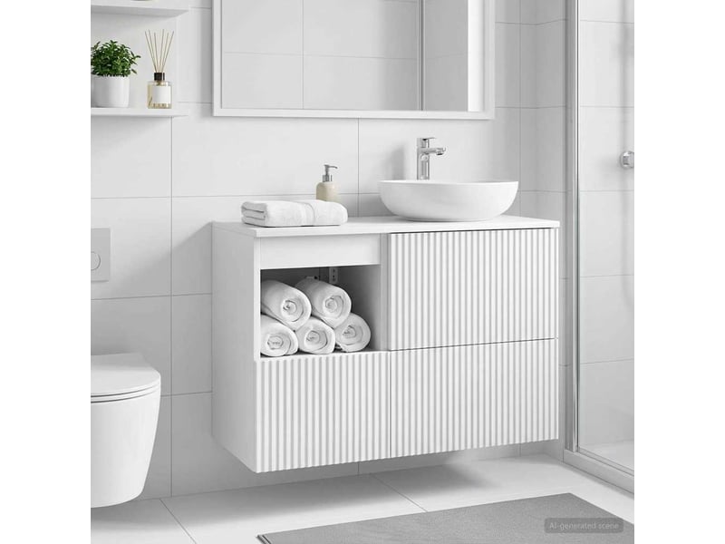  Armoire de salle de bain, meuble de rangement blanc brillant 30x35x50 cm  - Conforama B