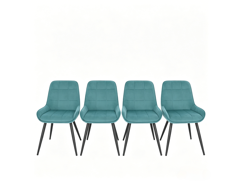  Lot de 4 chaises de salle à manger,43x52,5x81,5 cm,velours,turquoise  - Conforama A