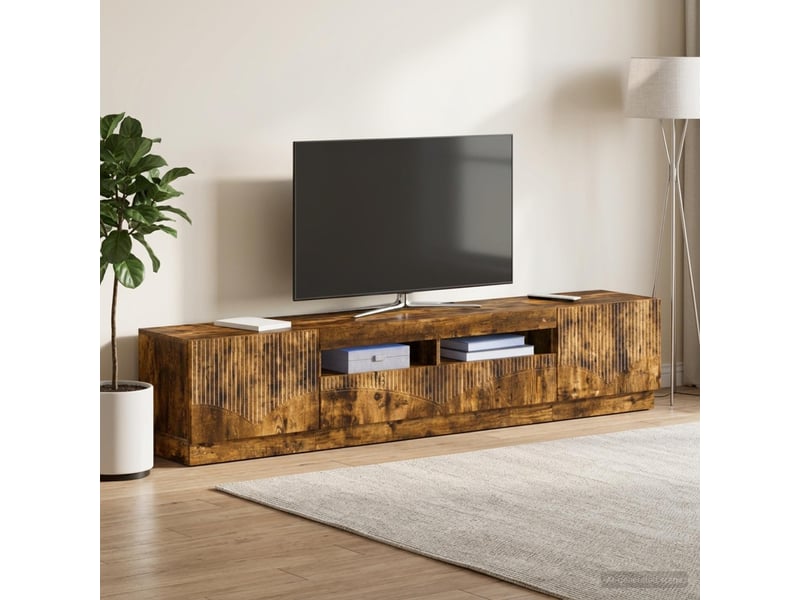  Meuble tv - banc tv - meuble de rangement led hoorn 3 pcs chêne fumé bois d'ingénierie  - Conforama C