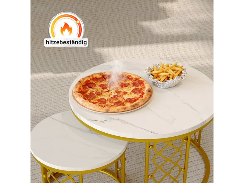  Table basse gigogne 2 pièces effet marbre noir et blanc evryae  - Conforama E