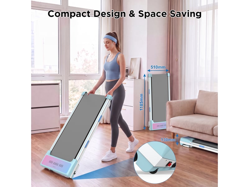  Tapis de marche pliable avec inclinaison automatique 15 %, moteur silencieux, 1–8 kmh, charge max. 150 kg, télécommande  - Conforama E