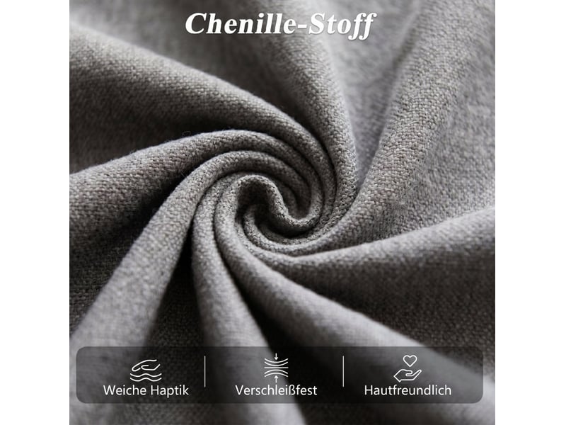  Fauteuil convertible 3 en 1 avec dossier réglable 5 positions et coussin lombaire en chenille et métal gris  - Conforama E