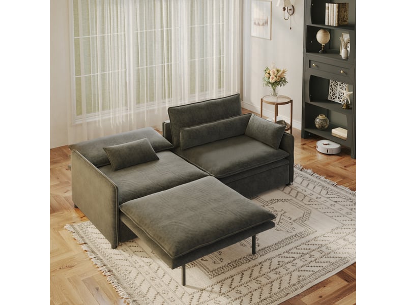 Canapé-lit tcqpz 3 places convertible 3 en 1 avec rangement 206 x 91 x 86 cm en chenille gris foncé - Conforama D