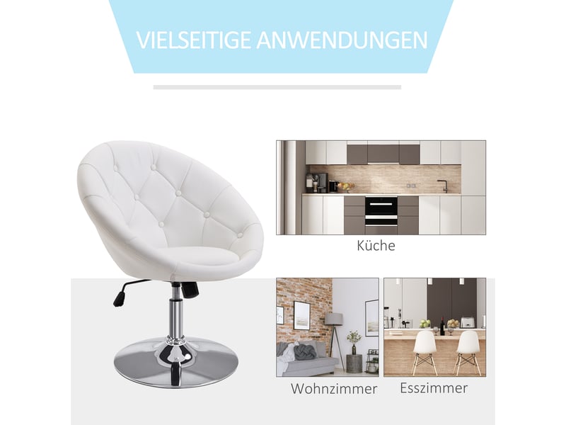  Chaise de bureau pivotante,71x59x78-90 cm,réglable,similicuir,blanc  - Conforama D