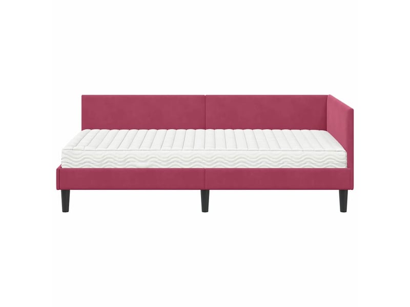 Lit simple- lit adulte - cadre de lit d'angle avec matelas 2 pcs bordeaux 100 x 200 cm - Conforama D