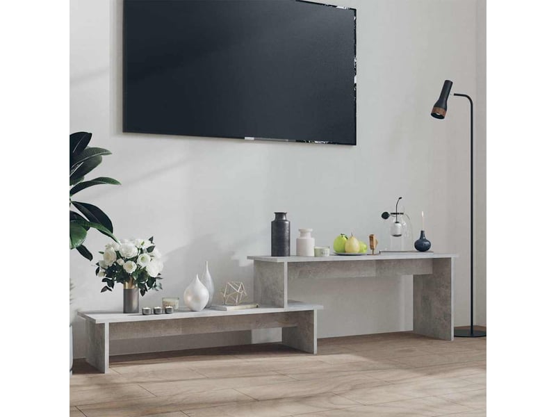  Meuble tv - banc tv - meuble de rangement gris béton 180x30x43 cm bois d'ingénierie  - Conforama B