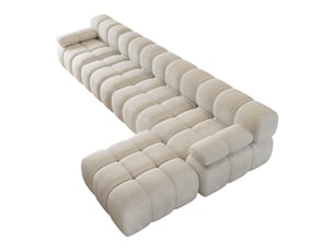 Canapé d’angle en l 5 places 400x200x68 cm sans structure, sans montage, mousse haute résilience, assise profonde, tissu chenille blanc