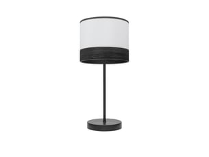 Fabrilamp olga lampe à poser noir blanc effet bois noir, abat-jour textile effet bois, 1 x e14, 42 cm