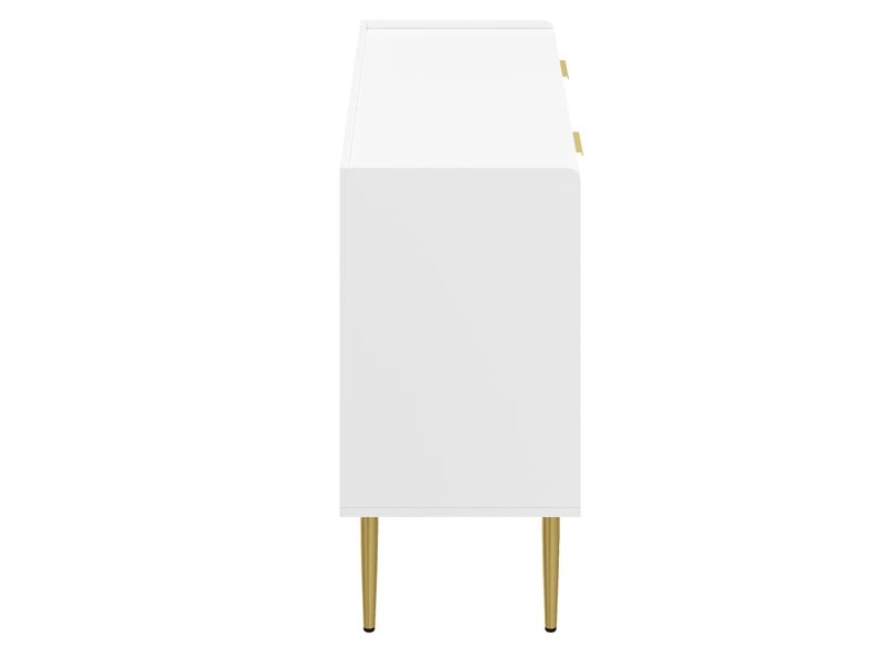 Buffet 140x38x75 cm, grand meuble de rangement pour entrée ou salon, 4 portes avec miroir dépoli et rangements - Conforama D