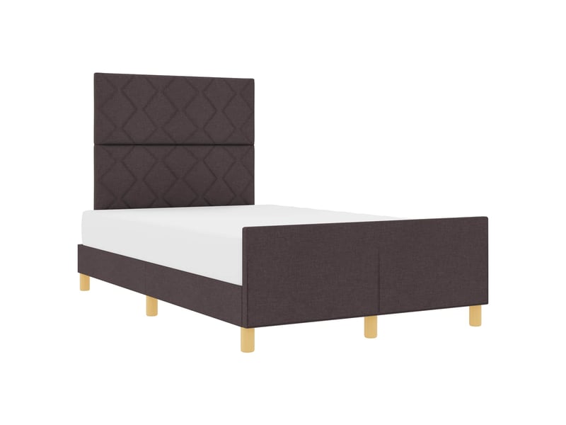 Lit double- lit adulte - cadre de lit avec tête de lit marron foncé 120 x 190 cm tissu - Conforama A