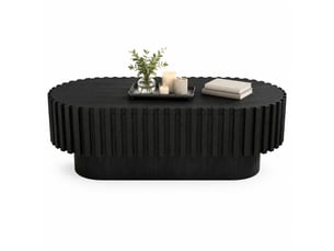 Table basse ovale coloris noir STILVORA - 50 cmx100 cm