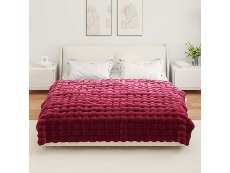  Couverture décorative, couverture antidérapante en fausse de lapin 4 pc bordeaux shl16987  - Conforama D