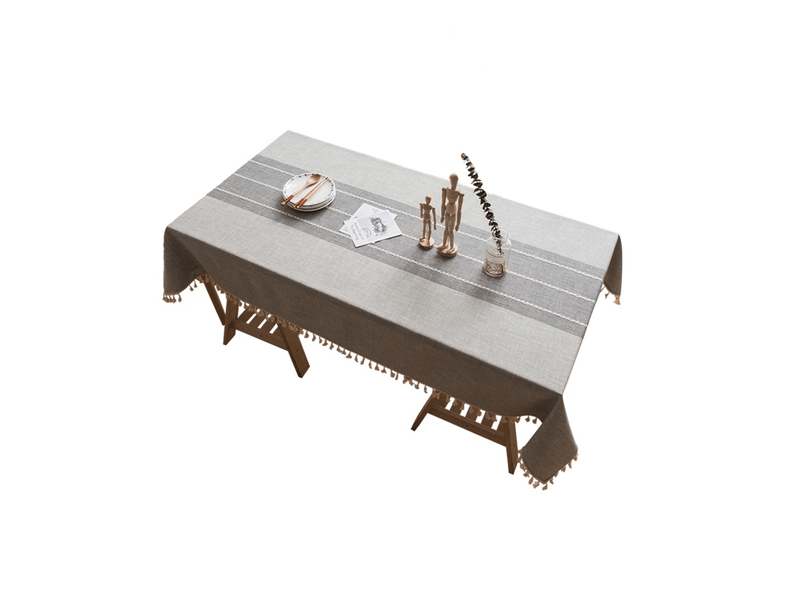  Nappe de table rectangulaire en coton et lin – broderie, grise, 140x240 cm  - Conforama A