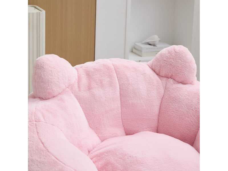  Fauteuil pouf en forme de lotus, assise moelleuse et légère pour salon ou chambre, en peluche rose  - Conforama E