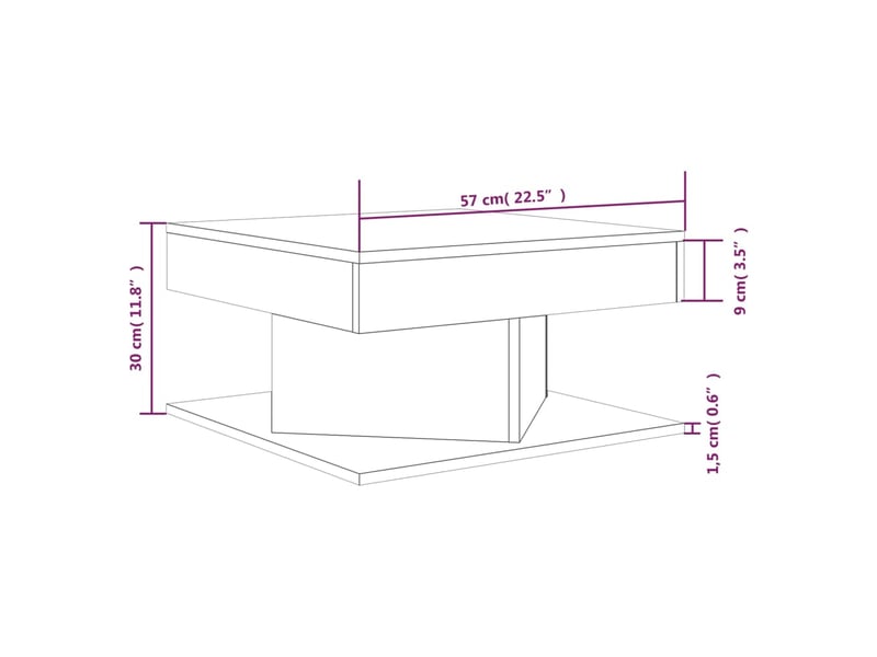  Table basse | table de salon chêne fumé 57x57x30 cm bois d'ingénierie  - Conforama E