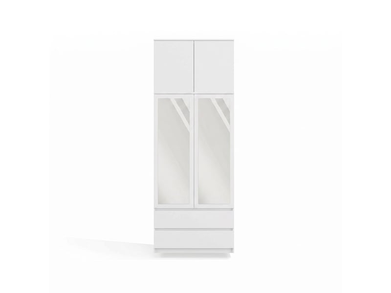  Malwa ss-90l - armoire avec miroir et rehausse - 2 portes, 2 tiroirs - 90x240x50 cm - BLANC  - Conforama D
