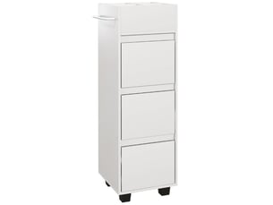 Meuble de rangement pour salle de bain avec 4 compartiments, 3 tiroirs et porte-serviettes, blanc, dim. 35 x 30 x 90 cm