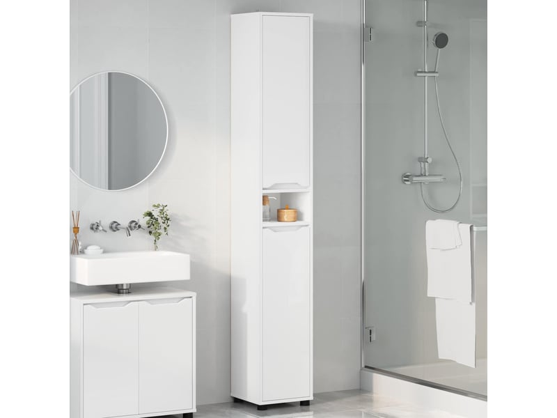  Cabinet de salle de bain, meuble de rangement blanc 30.5x30x195 cm  - Conforama D