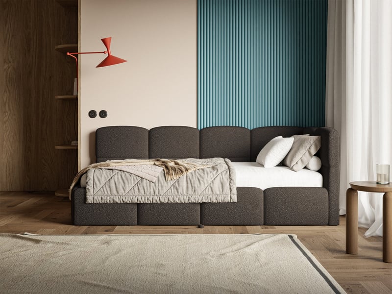  Selsey cloudy - lit rembourré - 170x185 cm - bouclé marron - côté droit Cloudy - Conforama B