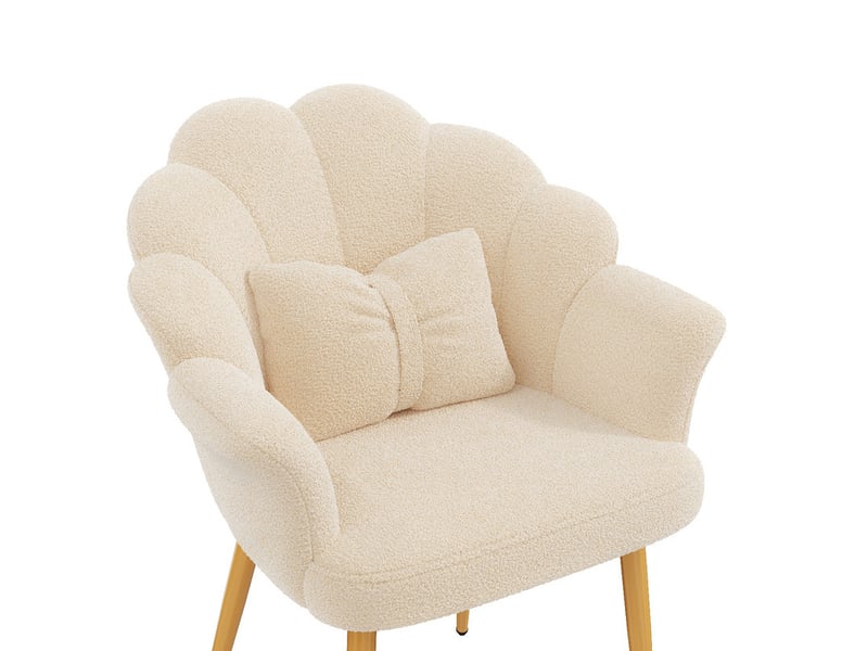  Lot de 6 fauteuils modernes – rembourrés – pieds en métal doré – dossier en forme d'arc – beige  - Conforama R